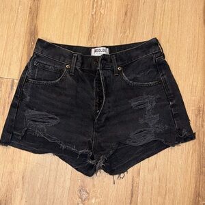 AGOLDE Black Distressed 100% Cotton Jean Shorts